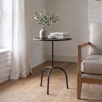 Jort Grey Hammered Metal Round Side Table