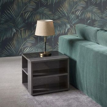 Heritage Italian Dark Velvet Birch High Gloss Square Lamp Table