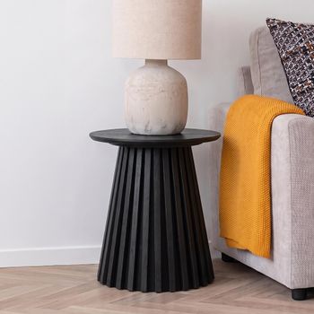Osaka Black Oak Slatted Base Round Side Table