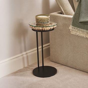 Driftwood Glass Top 60cm Table Round Sofa