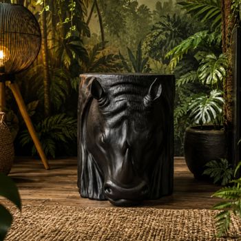 Black Rhino Resin Metal Side Table
