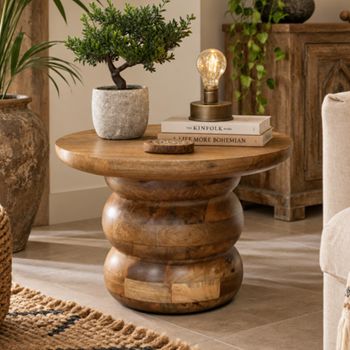 Mango Wood 51cm Round Side Table