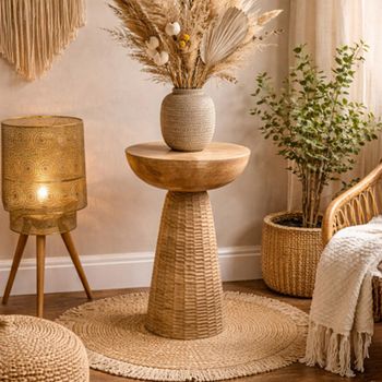 Wooden 8959 Round Side Table