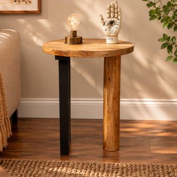 Mango Wood 45cm Round Side Table