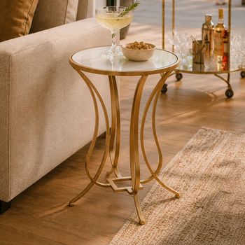 Apex Gold Metal and Clear Glass Round End Table