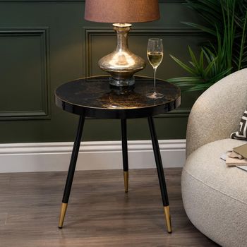 Venus Black Round Side Table