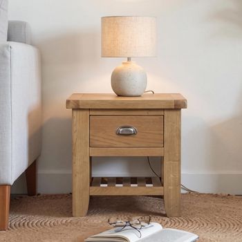 Hopewood Oak 1 Drawer Square Lamp Table