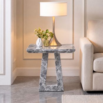 Milan Grey Marble Square Side Table