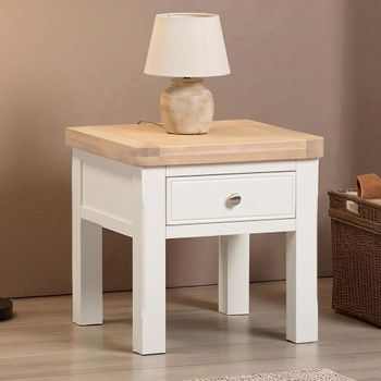 Windsor White Painted 1 Drawer Square Lamp Table