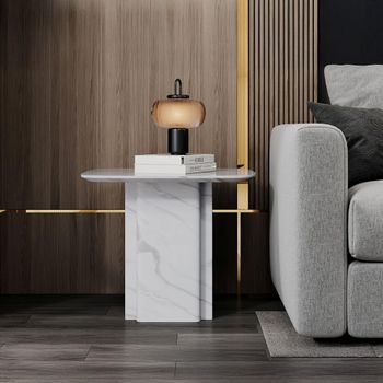 Antonio White Marble Square Side Table