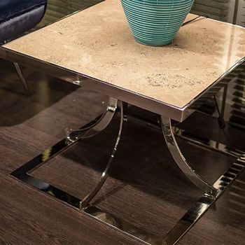 Aurora Marble with Stainless Steel Base Lamp Table - Sizes Available