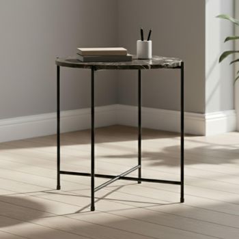 Avila Brown Marble Small Round Side Table
