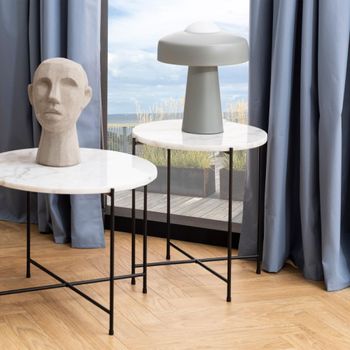 Avila White Marble Small Round Side Table