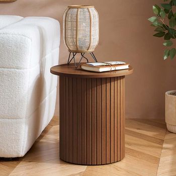 Axel Walnut Fluted Round Side Table