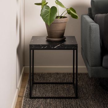 Barossa Black Marble Effect Square Side Table