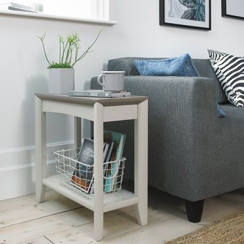 Bergen Grey Washed Oak and Soft Grey Side Table