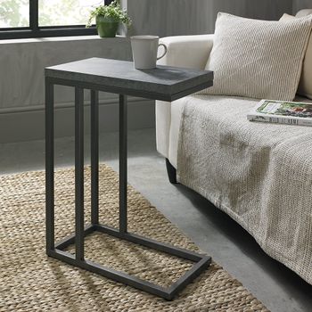 Renzo Zinc and Dark Grey Narrow Side Table