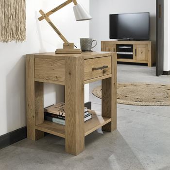 Turin Light Oak 1 Drawer Lamp Table