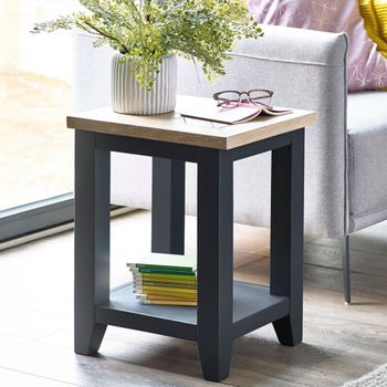 Bordeaux Grey Lamp Table with Shelf
