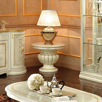 Leonardo Italian Ivory Gloss and Gold Lamp Table
