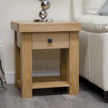 Bordeaux Oak 1 Drawer Square Lamp Table
