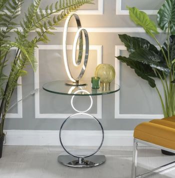 Clearance - Circles Grey Glass Top Round Side Table