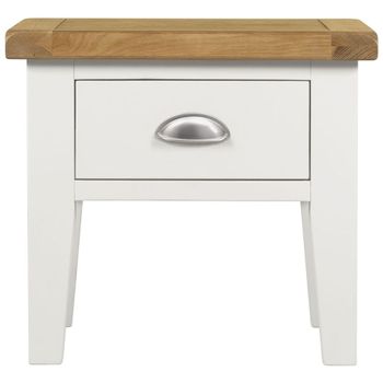 Clearance - Lundy White and Oak Lamp Table with 1 Storage Drawer - A48
