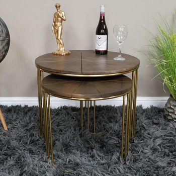 Side Tables 2 Piece Round Mango Wood