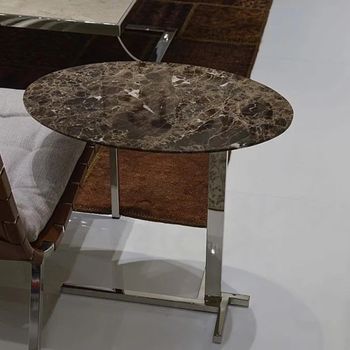 Flamingo Oval Accent Table Marble with Steel Base - Sizes Available