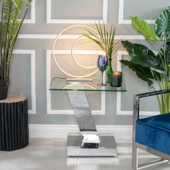 Clearance - Fusion Grey Glass Top Rectangle Side Table