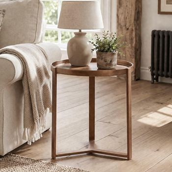 Inez Metal Copper Round Side Table