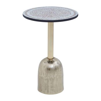 Inventivo Black with Gold Base Round Side Table