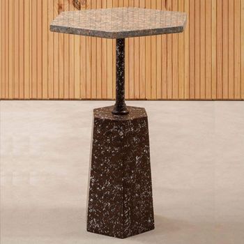 Inventivo Grey Marble Hexagon Side Table