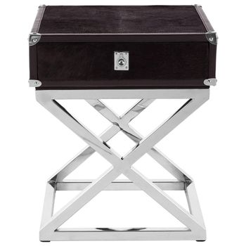 Kensington Townhouse Black Faux Fur 1 Drawer Square Side Table