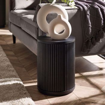 Louis Black 1 Door Fluted Base Round Side Table