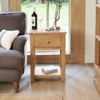 Mobel Oak 1 Drawer Lamp Table