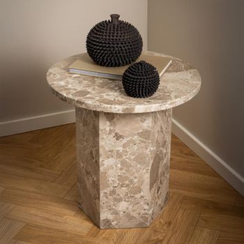 Naxos Latte Brown Marble Round Side Table