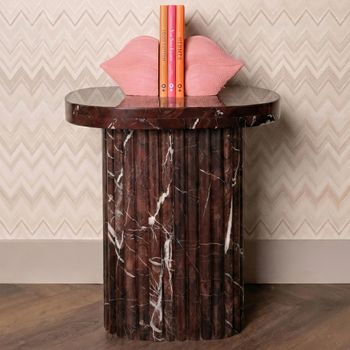 Orchid Fluted Marble Burgundy Square End Table