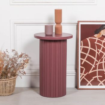 Ribbed Damson Mango Wood Occasional Round Side Table