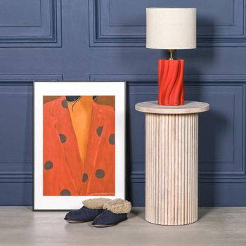 Ribbed Mango Wood Occasional Round Side Table