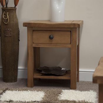 Rustic Oak 1 Drawer Lamp Table