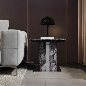 Saronno Grey Marble Square Side Table