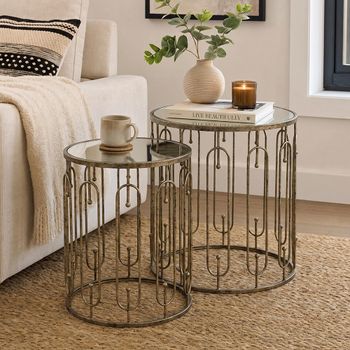 Set of 2 Estela Antique Gold Side Table
