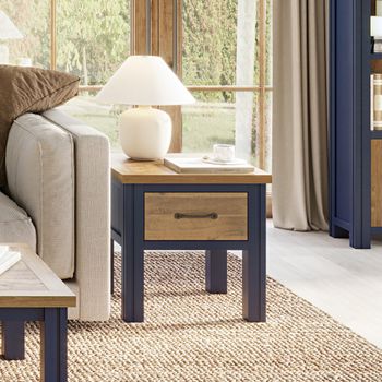 Splash Blue 1 Drawer Square Lamp Table