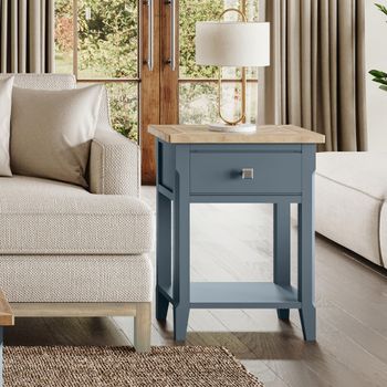 Signature Blue 1 Drawer Lamp Table
