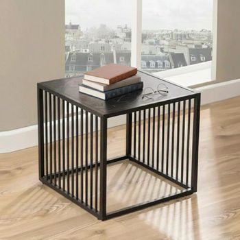 Strington Black Marble Effect Square Side Table
