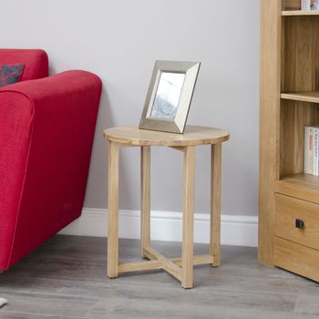 Lyon Oak Round Lamp Table