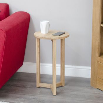 Lyon Oak Occasional Round Lamp Table