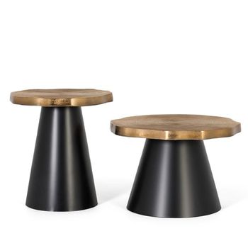 Set of 2 Syracuse Aged Copper and Black Side Table