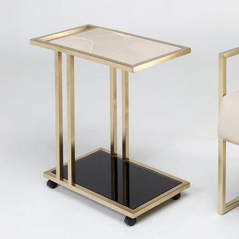 Tray Accent Rectangle Table Marble and Glass with Brass Base - Sizes Available